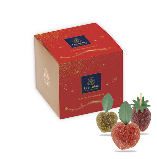 Cube de Noël garni de pâtes de fruits