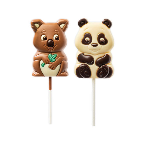 Lollipop/Sucette panda/koala au chocolat au lait/blanc