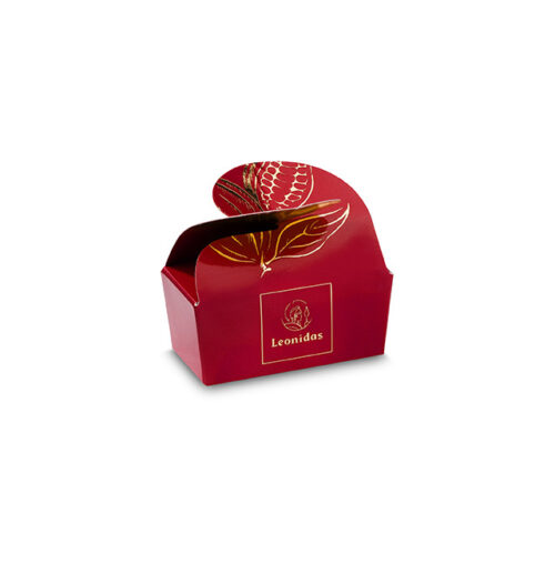 Papillon rouge de Noël garni de 3 chocolats Leonidas